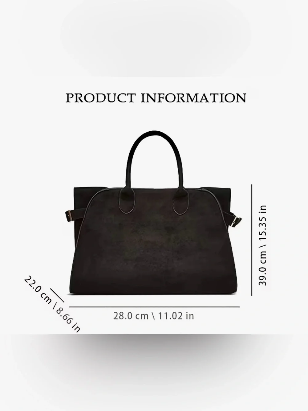 Black Top Handle Suede Satchel Handbag w/Buckle Detail Gold Hardware Zip Pocket